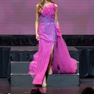 Pink and Purple Beaded Pageant or Prom Dress
